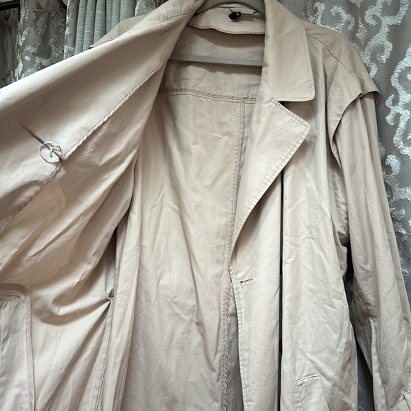 H&M Long Trench Cotton Twill Coat Size Large - Picture 7 of 12